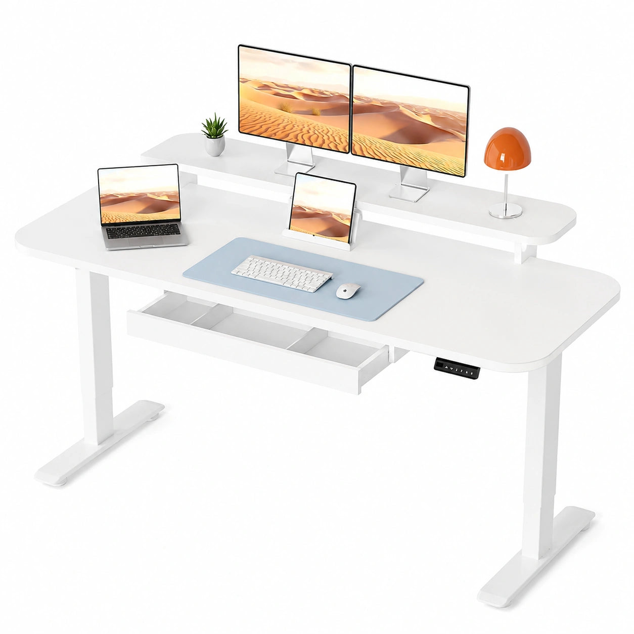 Bureau, avec rangement, avec tiroirs, 120 x 60 cm, coloris blanc, pour l’espace de travail