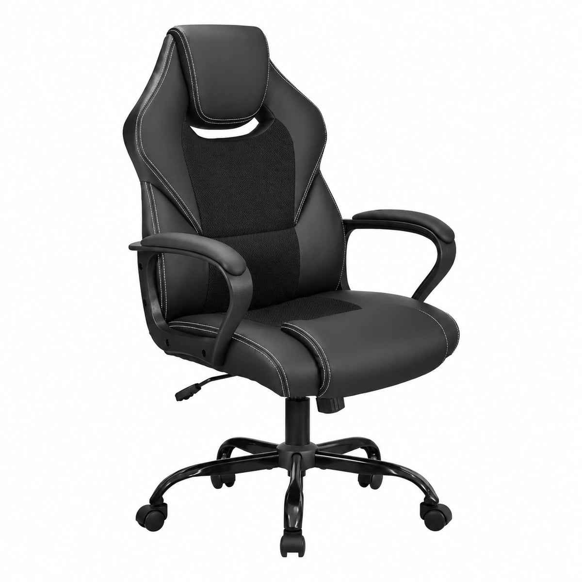 Bureau, pivotant, rembourré, en cuir, coloris noir, pour l’espace de travail