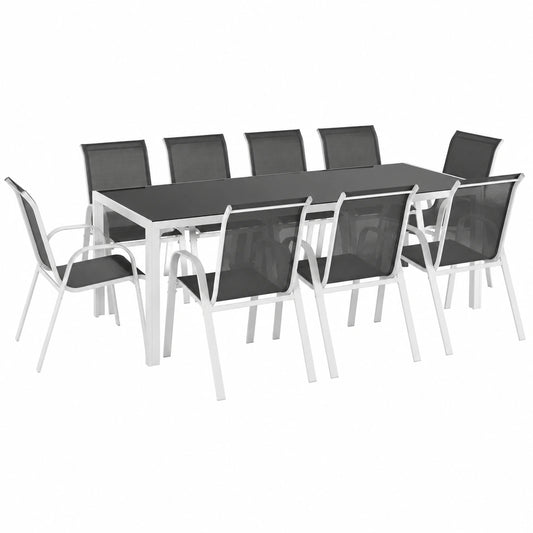 Salon de jardin, coloris blanc et gris, pour la terrasse ou le jardin