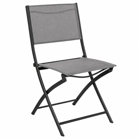 Chaise, en acier, pliable, coloris gris, 46 x 52 x 87 cm, pour la salle à manger ou la cuisine