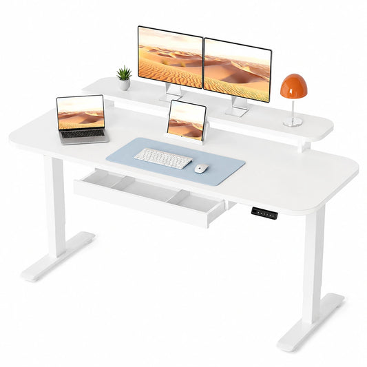 Bureau, avec rangement, avec tiroirs, 120 x 60 cm, coloris blanc, pour l’espace de travail