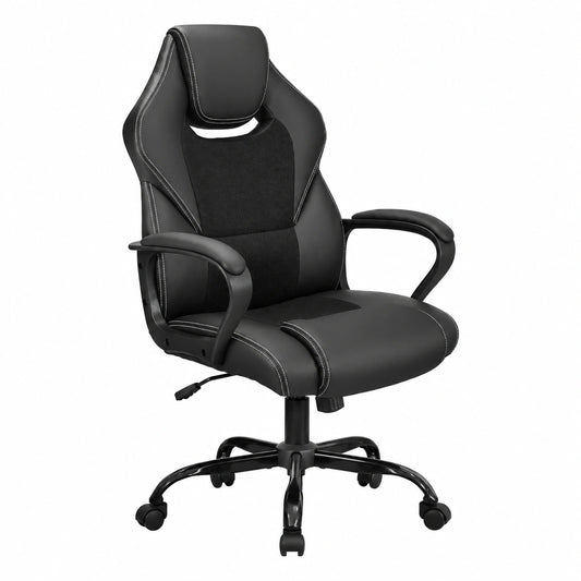 Bureau, pivotant, rembourré, en cuir, coloris noir, pour l’espace de travail