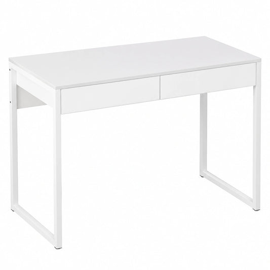 Bureau, en acier, avec tiroirs, coloris blanc, 100 x 50 cm, pour l’espace de travail