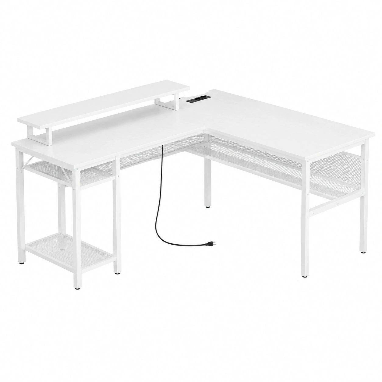 Bureau, avec rangement, avec étagères, avec prise intégrée, pour l’espace de travail