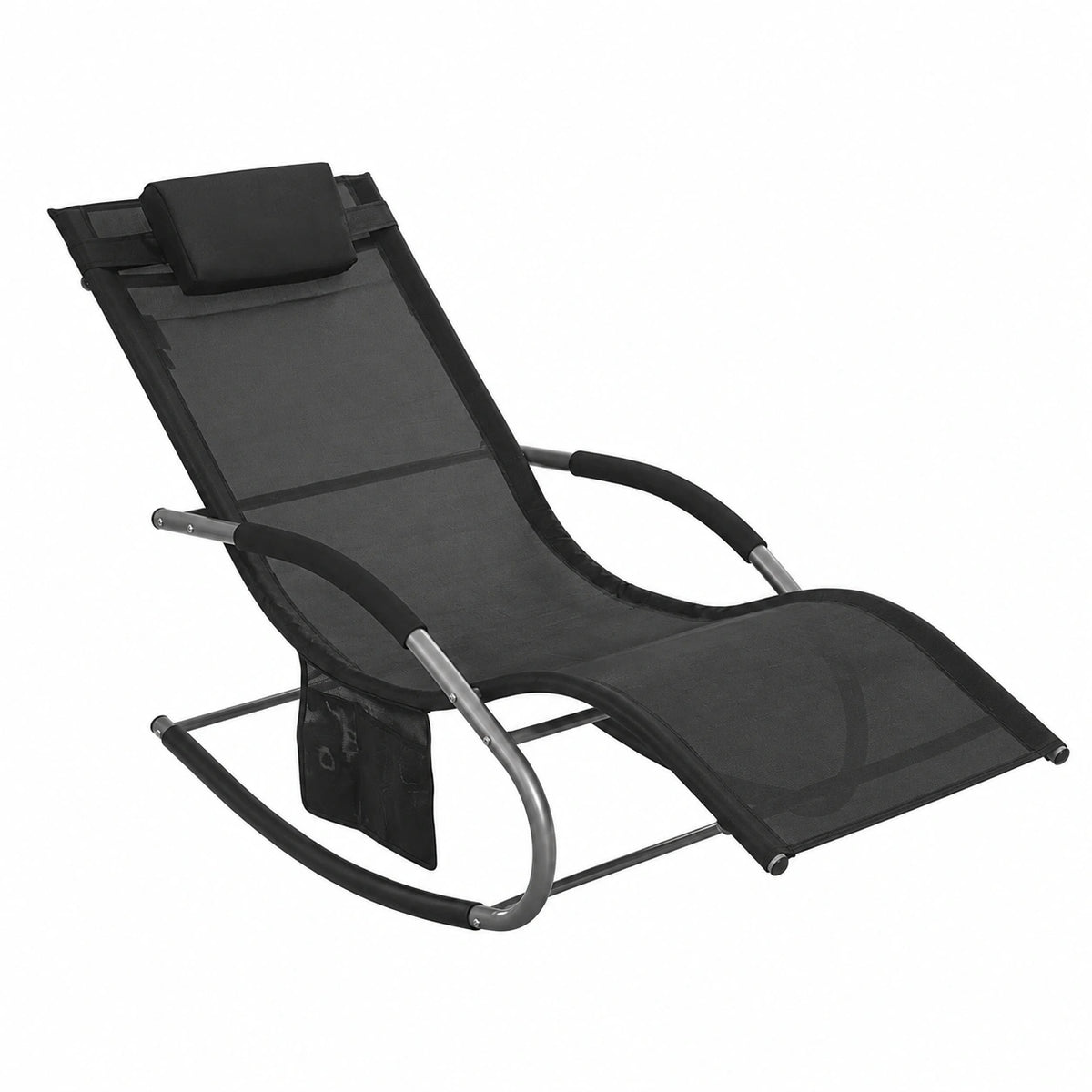 Chaise longue, pliable, coloris noir, pour la terrasse ou le jardin