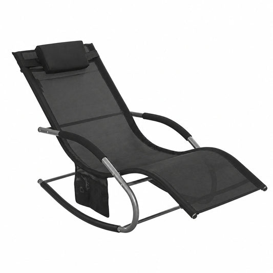 Chaise longue, pliable, coloris noir, pour la terrasse ou le jardin
